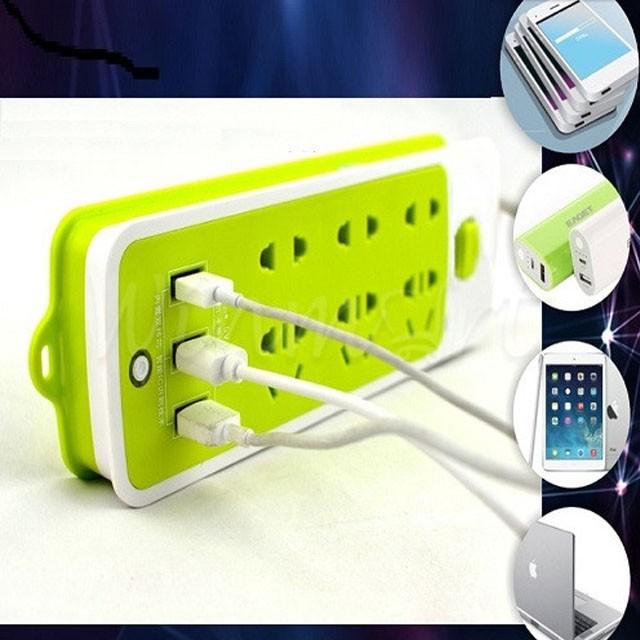 Ổ Điện Đa Năng, Chống Giật, Ổ cắm điện đa năng 6 lỗ 3 cổng USB