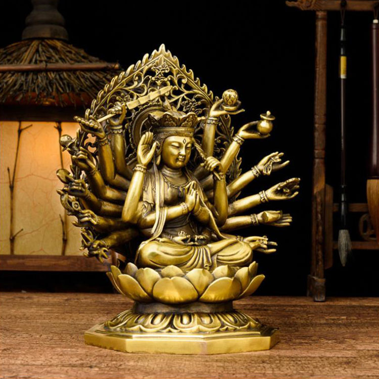 Tượng phật chuẩn đề bồ tát bằng đồng thau đồ thờ phong thủy