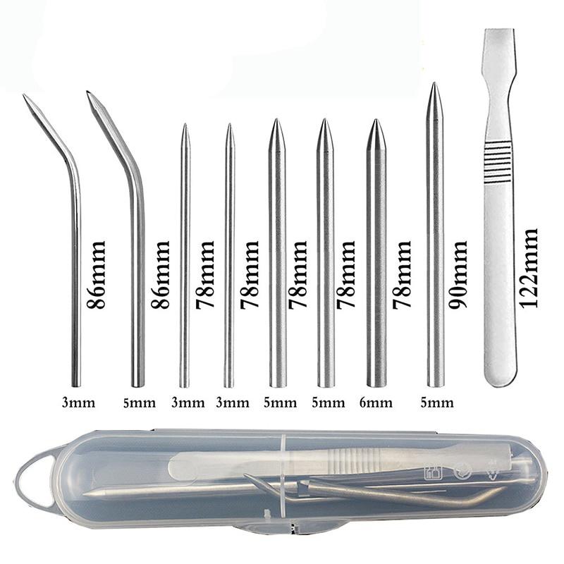 9 Pack Paracord Silvery Stitching Set Paracord FID Lacing Stitching Needles Paracord Smoothing Tool 6 Sizes
