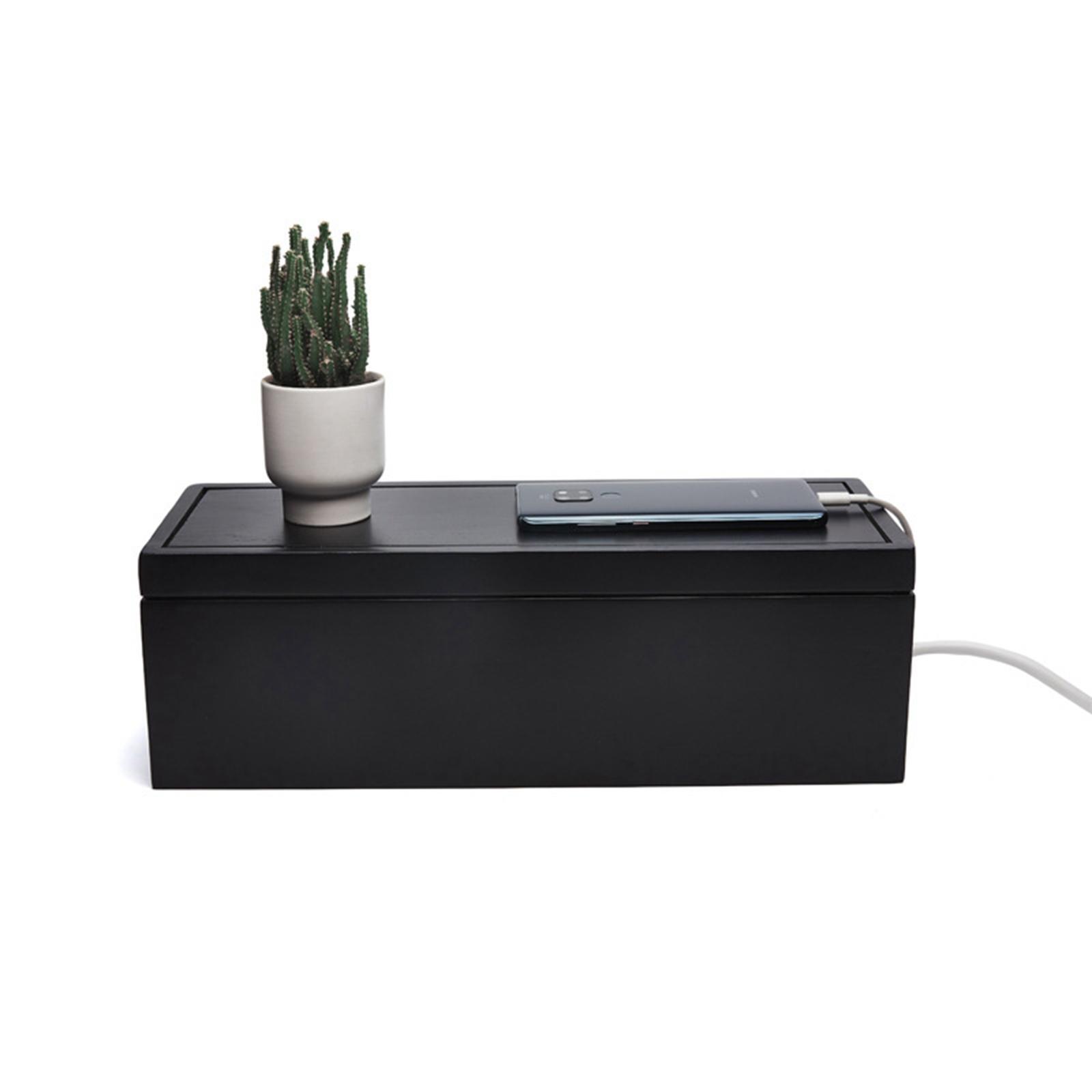 Cable Management Box Cord Organizer Wire Hide Charger Storage Black