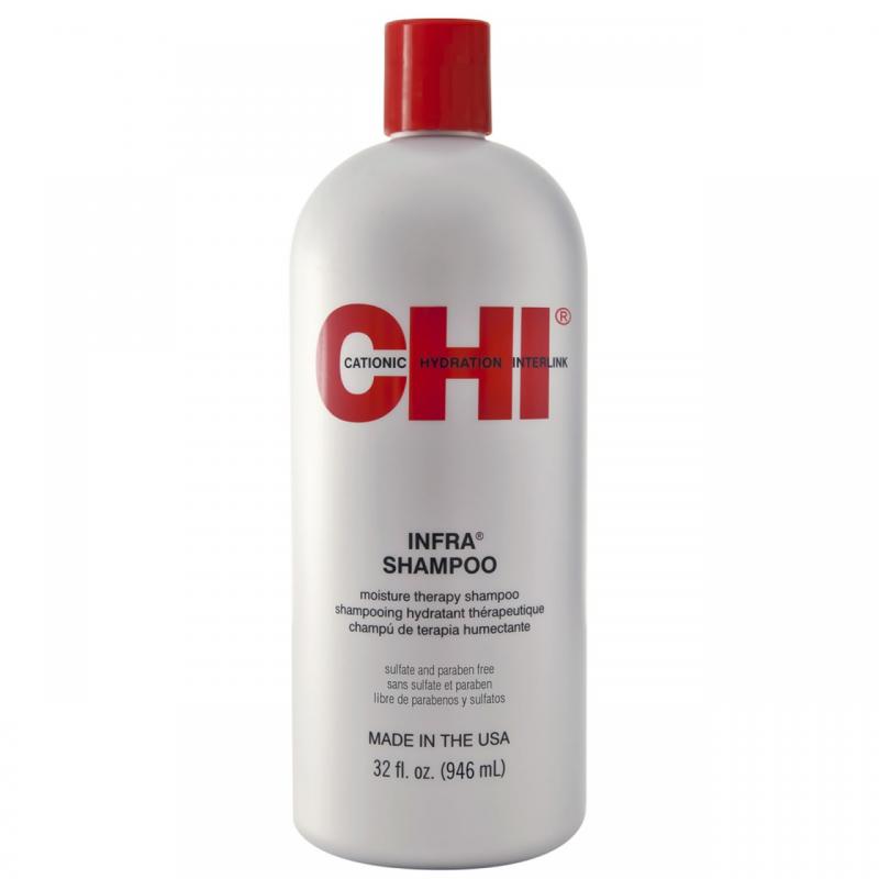 Dầu gội CHI Infra Moisture Therapy shampoo siêu mượt cho tóc khô hư tổn (xám) Mỹ 946ml