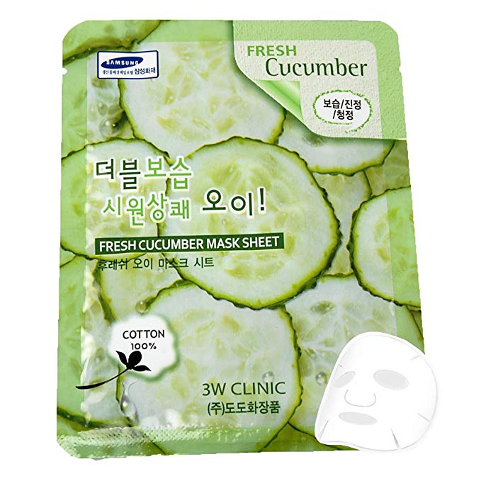 Bộ 10 Gói Mặt Nạ Dưỡng Da Mềm Mịn Chiết Xuất Dưa Chuột 3W Clinic Fresh Cucumber Mask Sheet