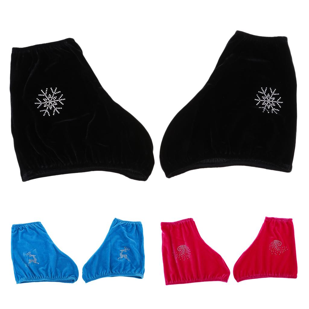 1 Pair Velvet Figure Ice Skate Boot Covers Protector Protect Skates from Dust Black Blue Fushia
