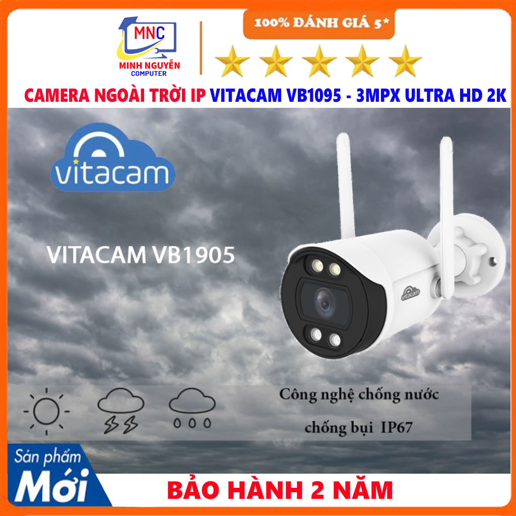 Camera Ngoài Trời WIFI VITACAM VB1095 - 3Mpx Ultra HD 2K – Chip HISILICON Mới Nhất 2022 - Hàng Chính Hãng