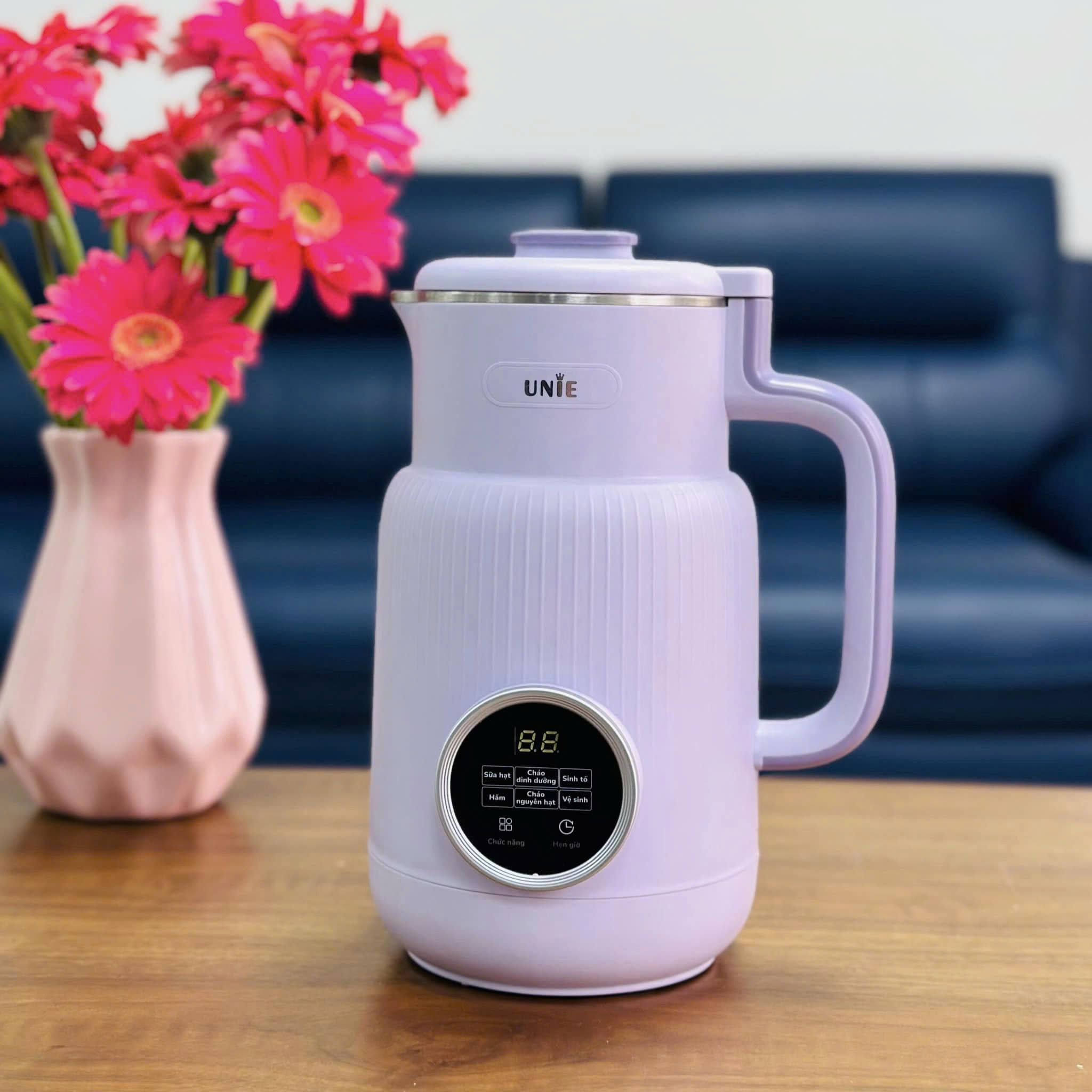 [Hàng chính hãng] Máy làm sữa hạt mini Unie UMB08 (phiên bản nắp Inox) 600ml - 5 chức năng xay nấu tiện lợi