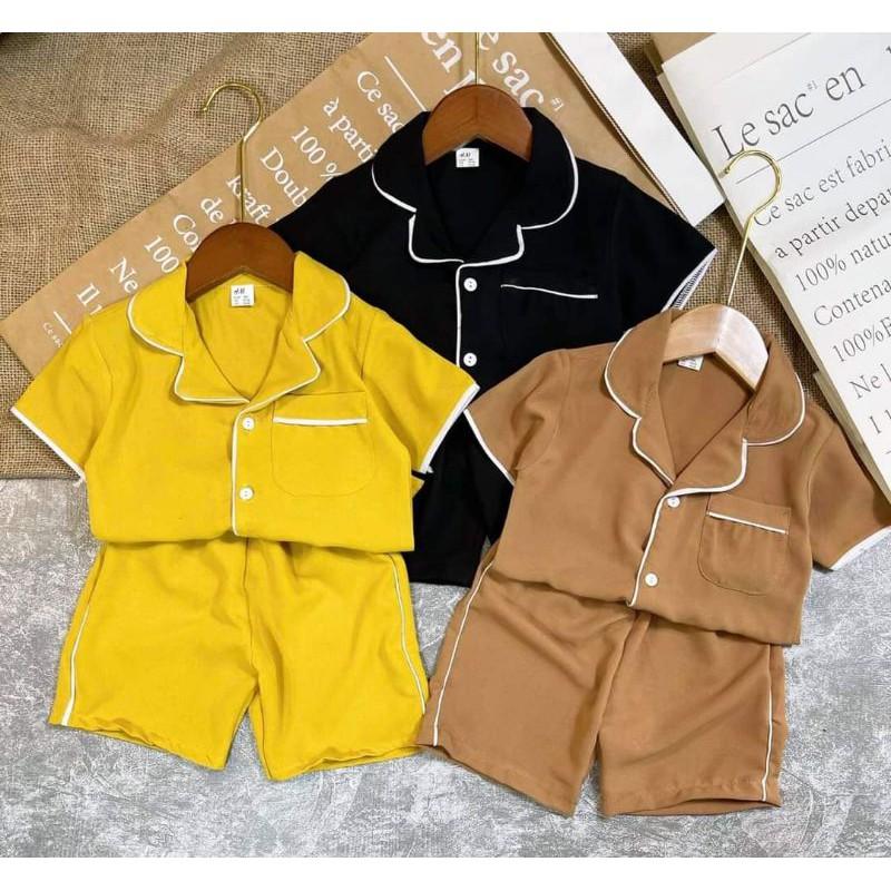 Bộ Pijama Mùa Hè Chất Đũi Hàn Mát Dành Cho Bé