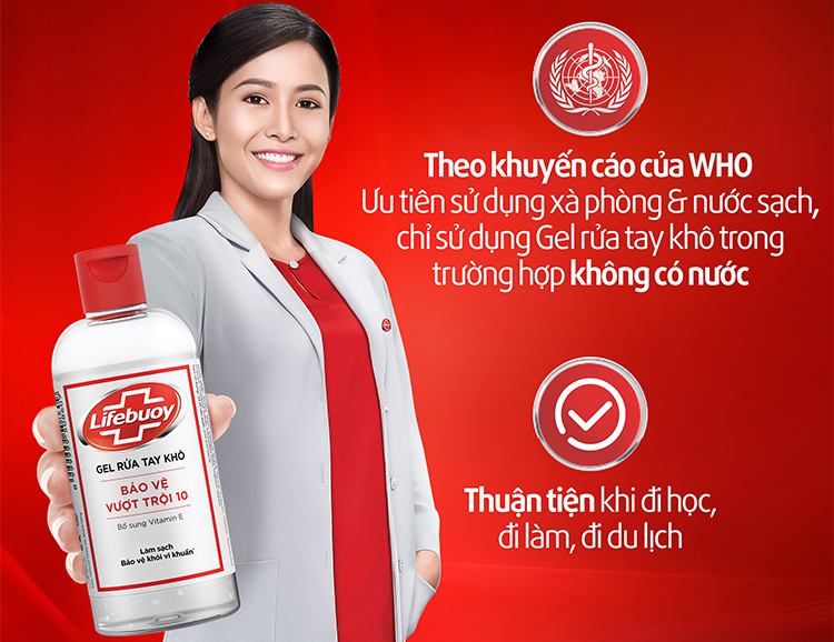 Gel Rửa Tay Khô Sạch Siêu Nhanh Lifebuoy Bảo Vệ Vượt Trội 10 (Chai Nắp 235ml)