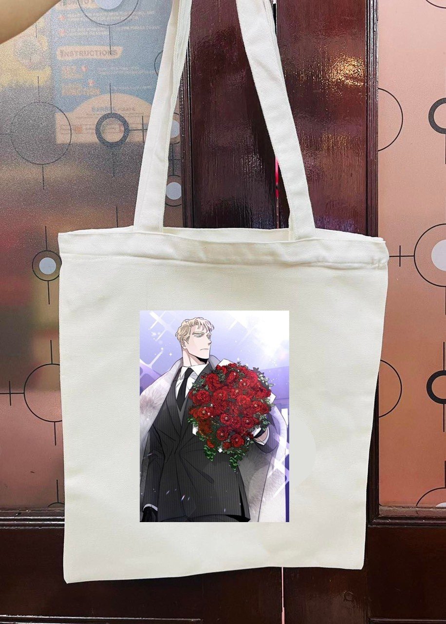 ￼Túi hình bl Roses and champagne / túi tote hoa hồng và rượu vang