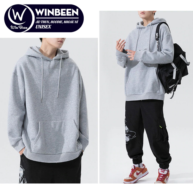Hoodie MinishopVN Nỉ Trơn Có Nón Dáng Vừa Kiểu Chui Đầu Thời Trang Basic Dễ Phối Đồ