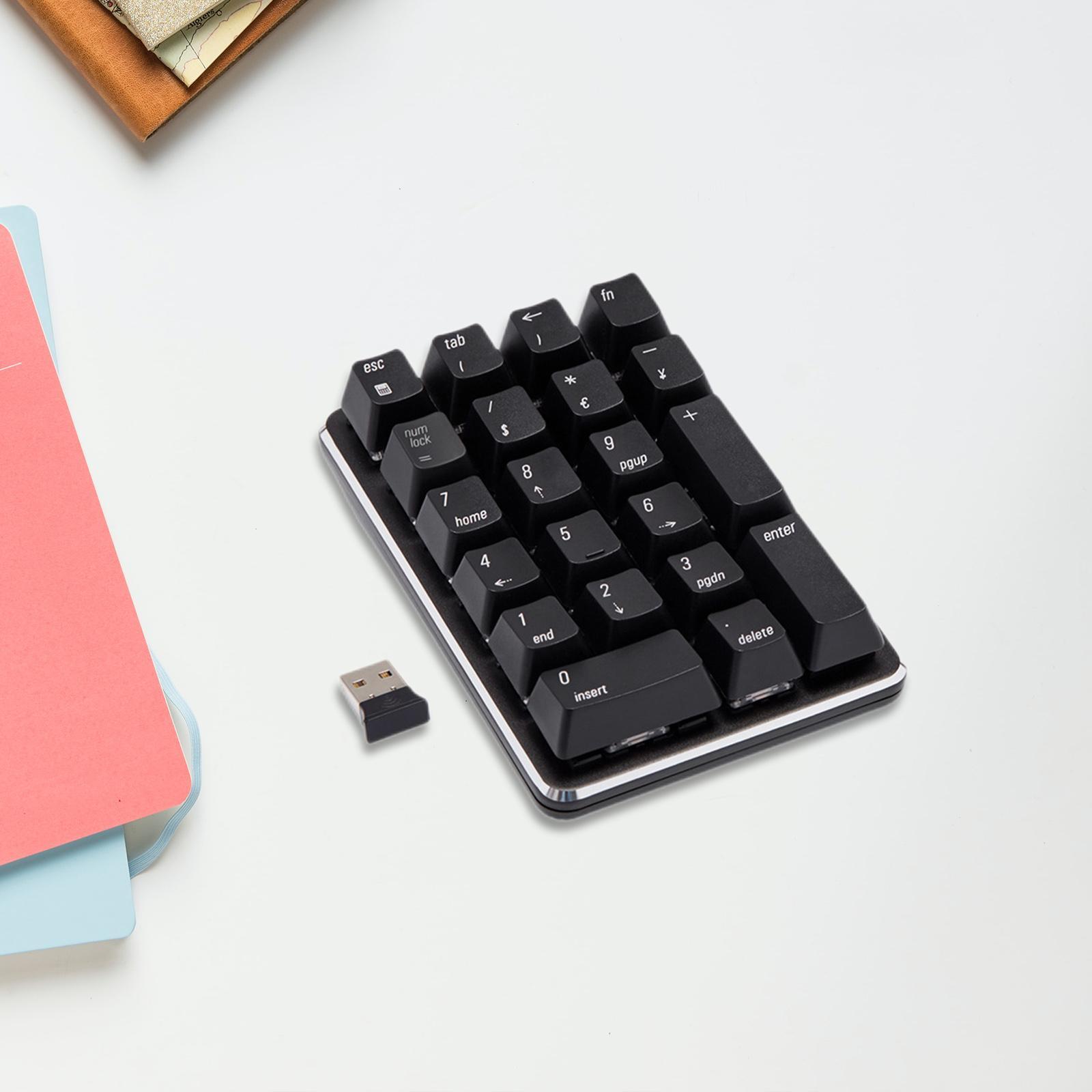 2.4G Wireless Mechanical Numeric Keypad 21 Keys Mini Keyboard Black