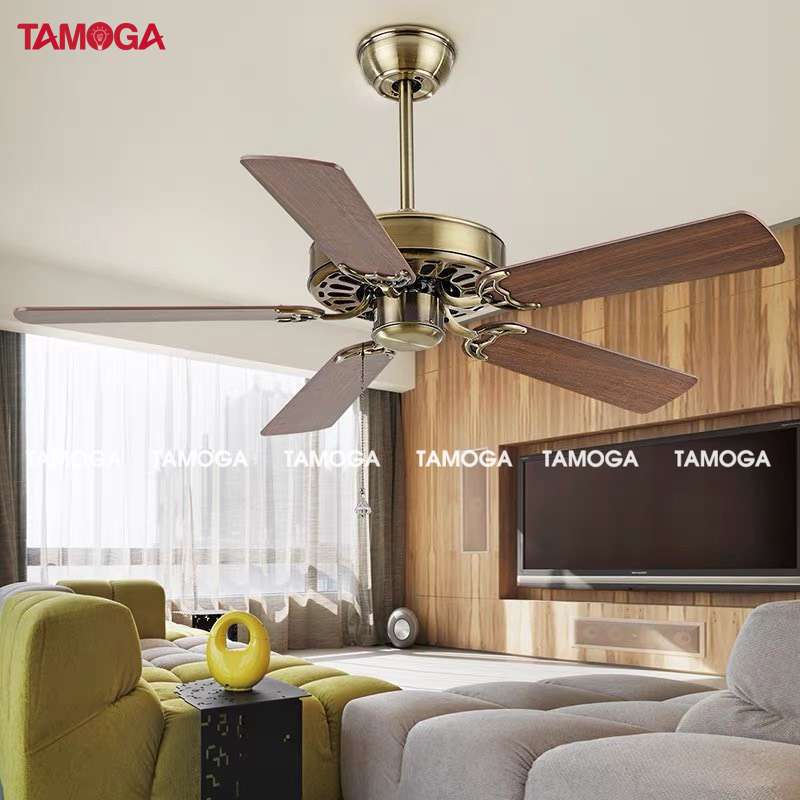 Đèn quạt trần phòng khách 5 cánh gỗ TAMOGA BAE 2070