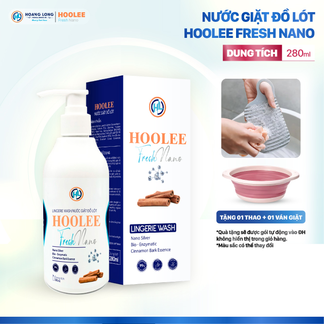 [Mua 1 Tặng 2] Nước giặt đồ lót Sinh học thế hệ mới HooLee Fresh Nano (280ml) Nano bạc, Tinh dầu quế Giúp kháng khuẩn, Hạn chế kích ứng, Làm sạch vết bẩn chuyên sâu, Tăng tuổi thọ đồ lót - HLive1+2