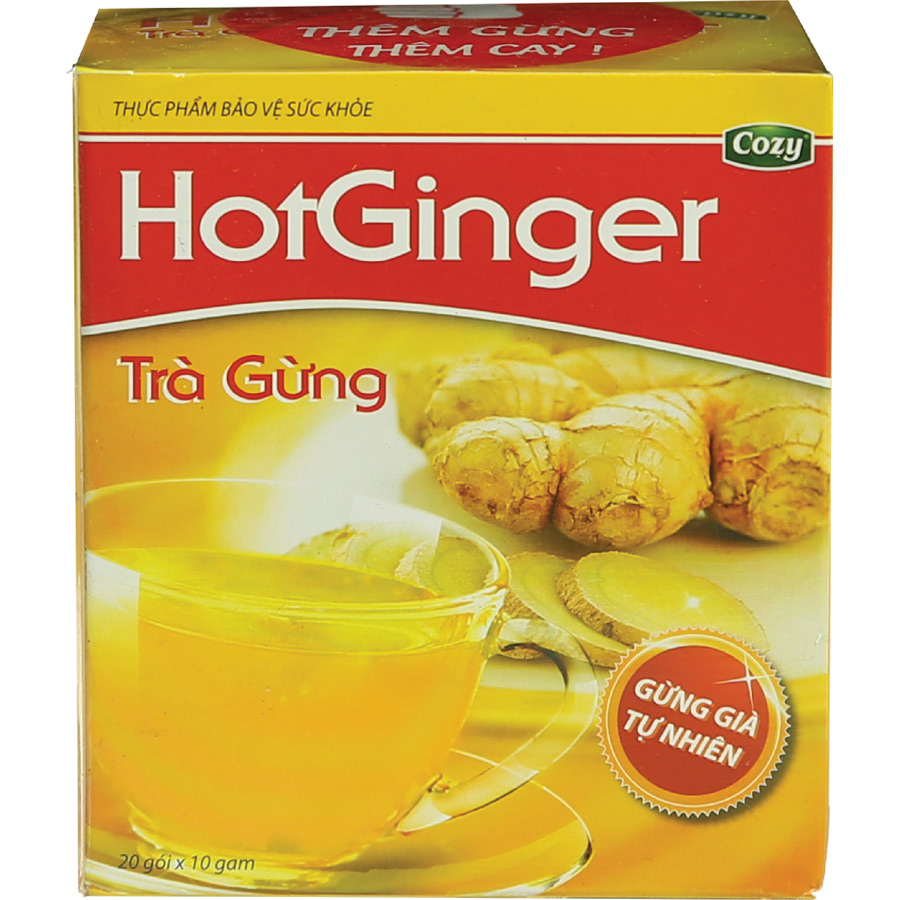 Hộp Trà Gừng Cozy Hòa Tan Hotginger (Hộp 20 gói x 10gram)