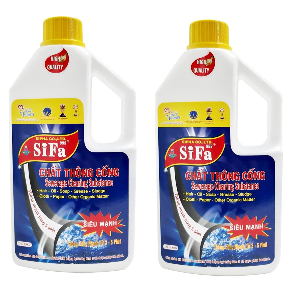 Bộ 2 chai chất thông tắc Cầu, Cống Sifa chống hôi Siêu nhanh Siêu mạnh 5 phút