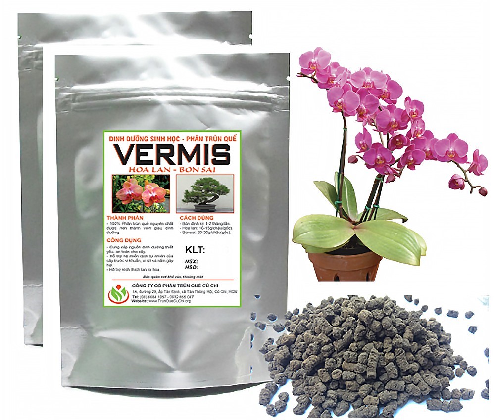 Dinh dưỡng sinh học- Phân trùn quế Vermis 500g (Hoa lan – Bon sai)