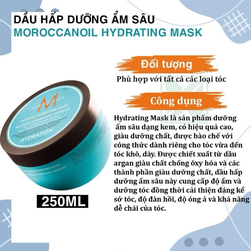 Dầu hấp mặt nạ dưỡng ẩm sâu Moroccanoil Hydrating Mask 250/500ml + Gội xả gói Karseell 15ml
