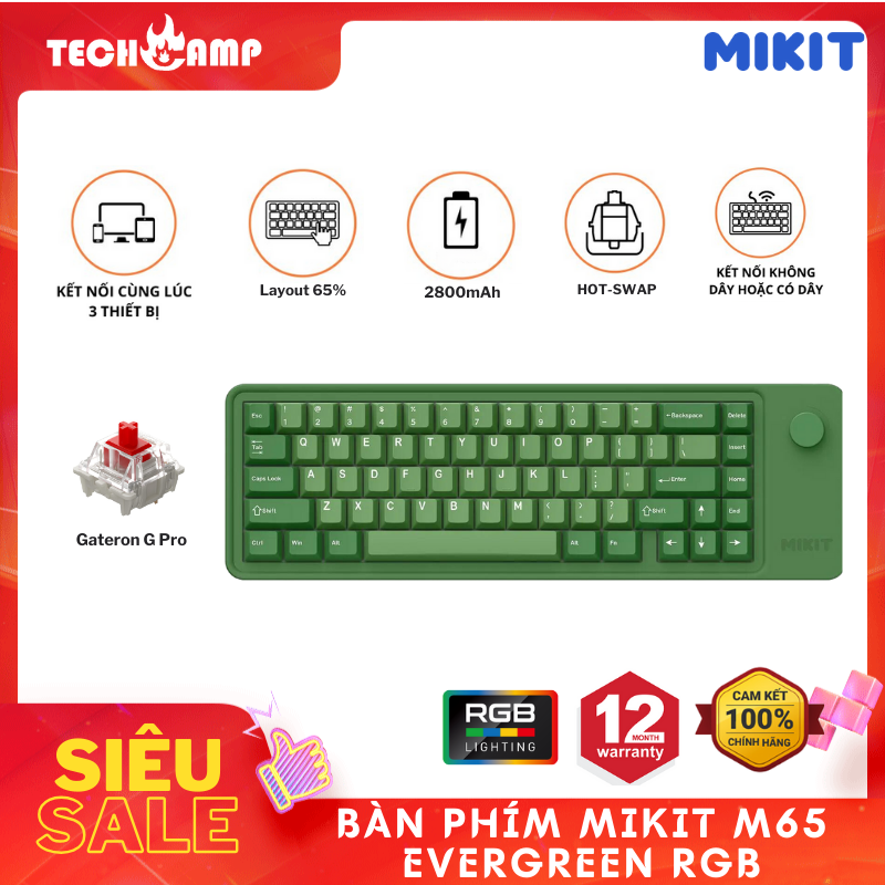 Bàn Phím MIKIT M65 Evergreen RGB - Hàng chính hãng