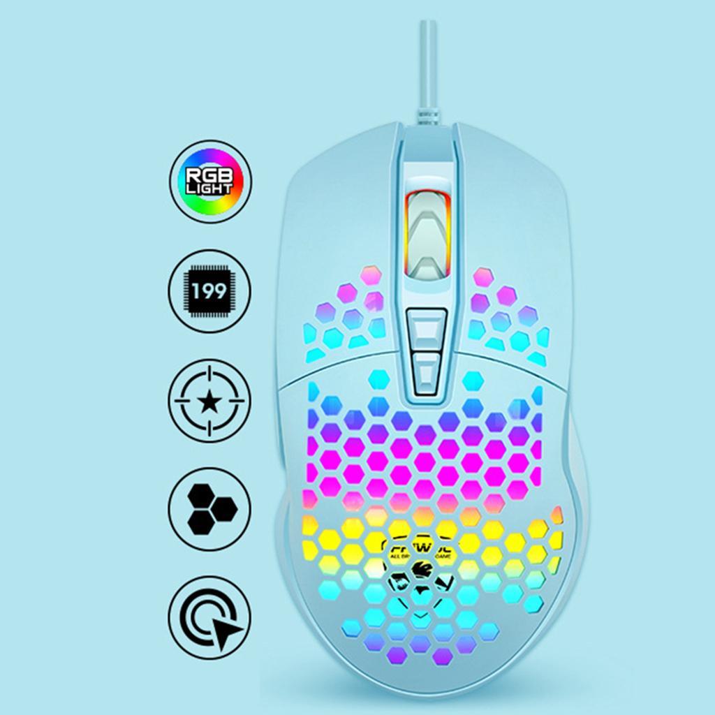 RGB Backlit USB Gaming Mouse 7 Buttons 1600DPI With Honeycomb Shell