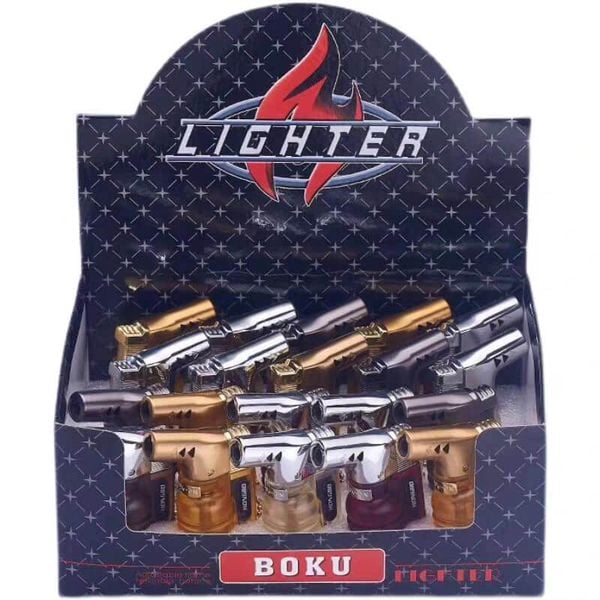 Vỏ hộp quẹt bật lửa khò 1tia có chốt lửa vòi kim loại, nhìn được dung lượng ga K953