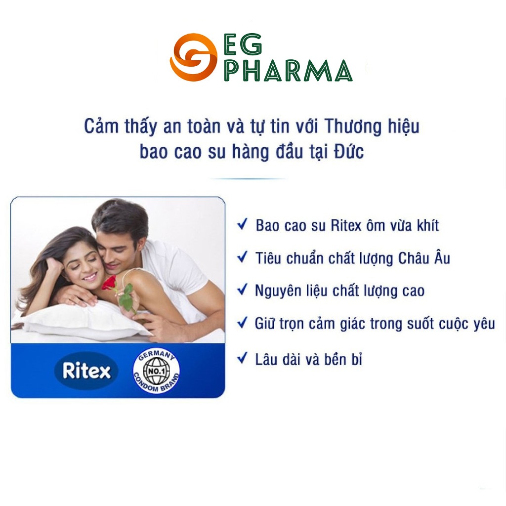 Bao cao su Ritex RR1 trong suốt, mềm mịn, siêu bền hộp 10 bao - Hàng nhập khẩu chính hãng