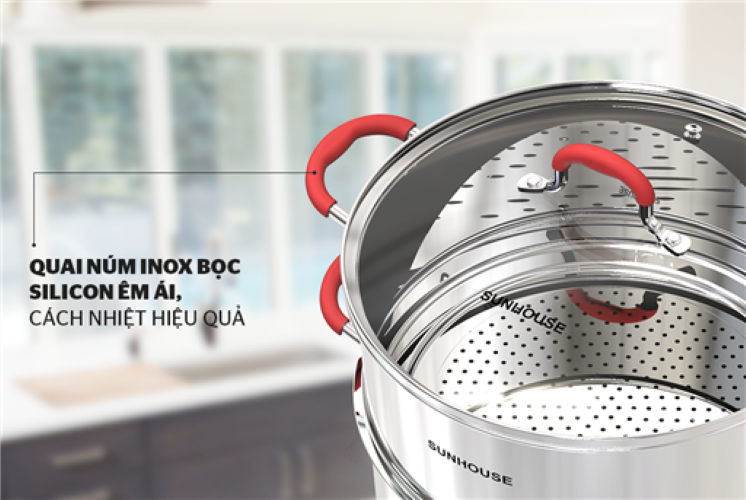 BỘ NỒI XỬNG INOX 5 ĐÁY SUNHOUSE SHG507-24 - Hàng chính hãng