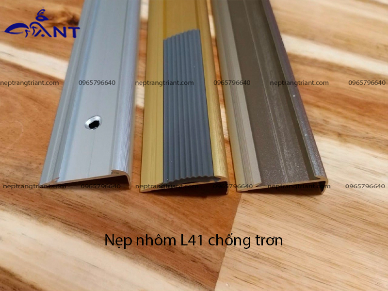 Nẹp nhôm L41x12 chống trơn - Nẹp nhôm chống trơn - Nẹp trang trí ANT