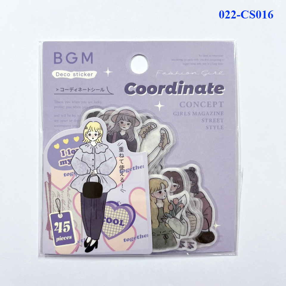 Set 45 miếng dán Sticker nhân vật hoạt hình cute BGM, chất liệu decal PET, 15 thiết kế x 3 miếng