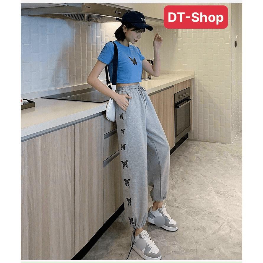 Quần cull nỉ dây rút chân in cánh bướm siêu chất