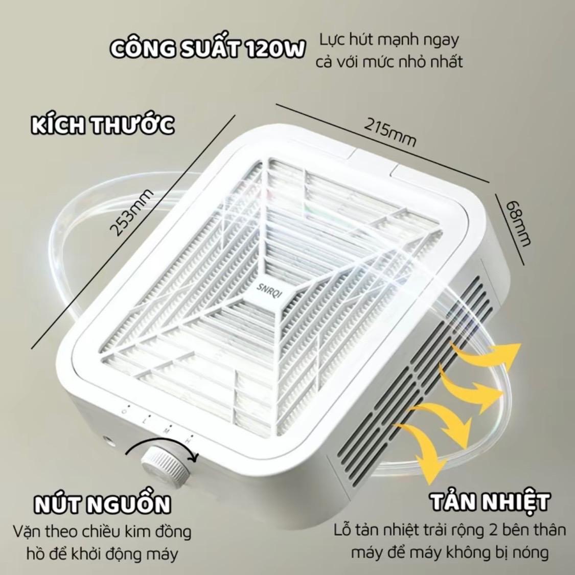 Máy Hút Bụi WL007 SNRQI 120W Màu Trắng Xanh, Nhựa ABS, Sức Gió Hút 8.5m/s, Cắm Điện, Dùng Làm Nail Tiện Lợi, Dễ Sử Dụng