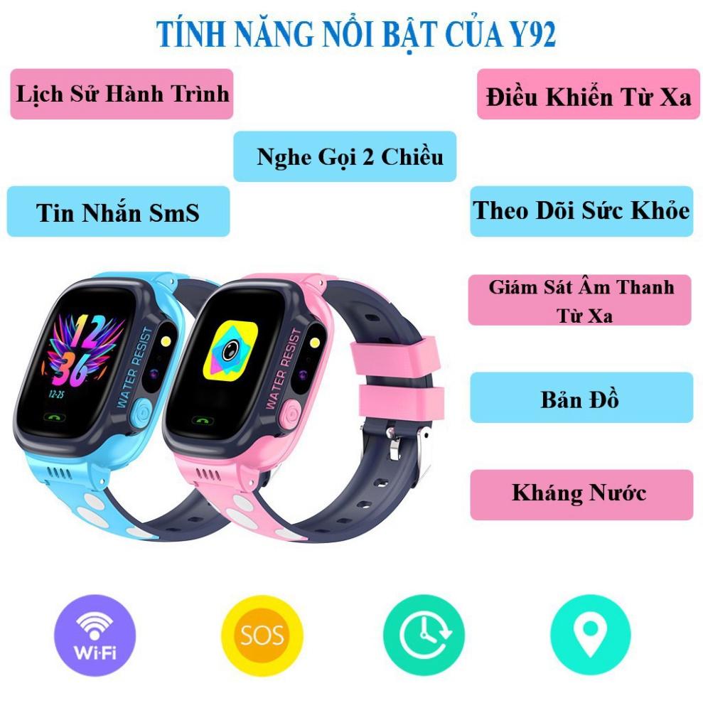 Đồng Hồ Định Vị Trẻ Em Y92 ️️ Hỗ Trợ Tiếng Việt, Kháng Nước IP67 - Lắp Sim Nghe Gọi, Định Vị LPS, 4G/WIFI