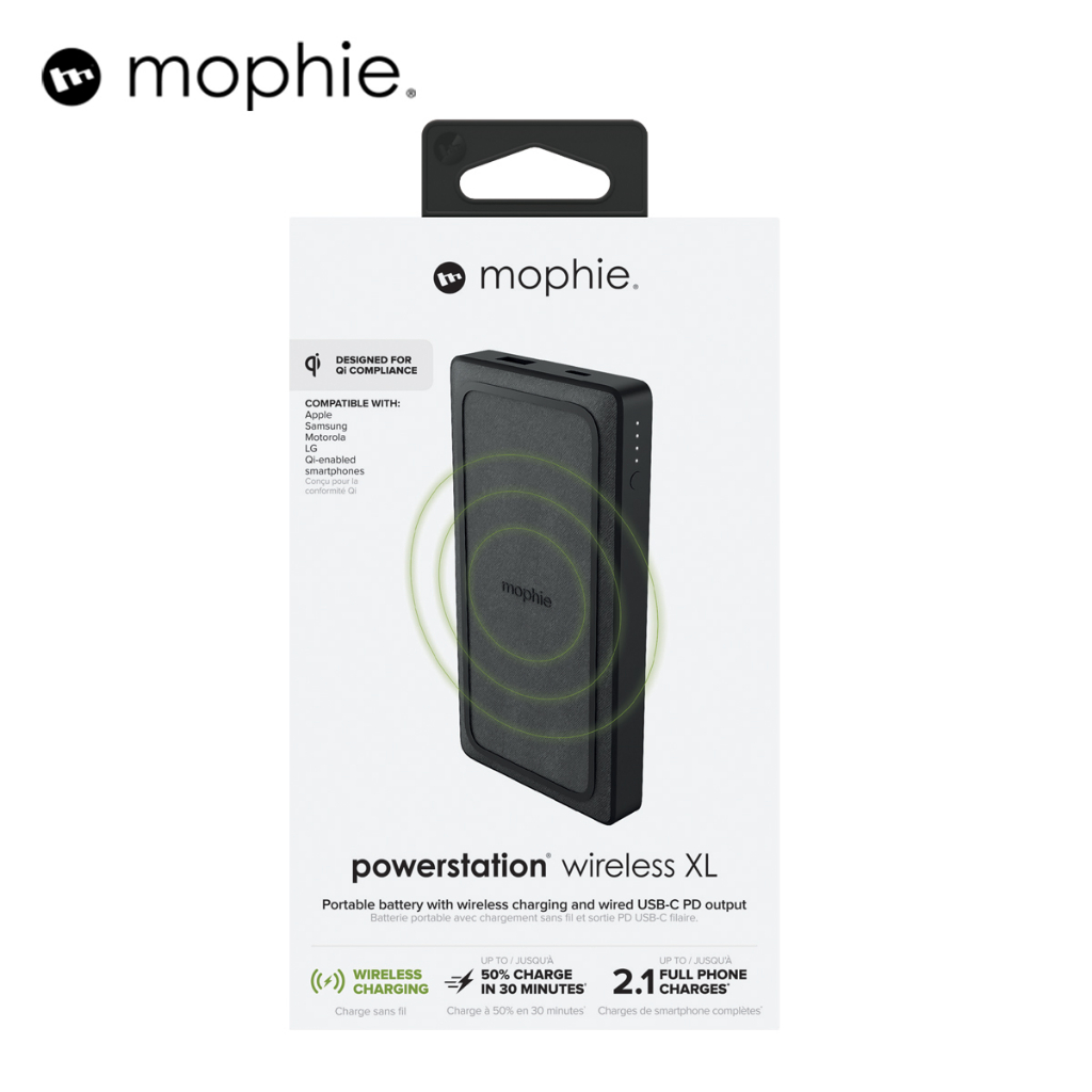 Sạc dự phòng Mophie Powerstation XL 10.000mAh tích hợp sạc không dây - Hàng chính hãng