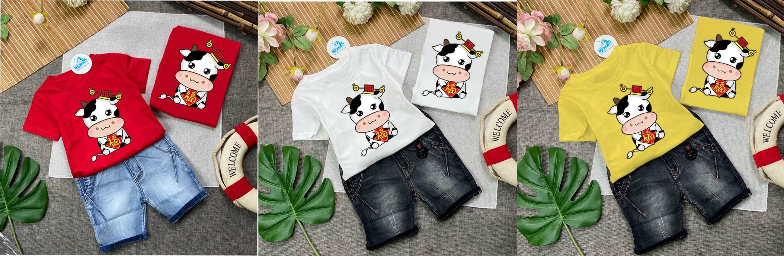 Combo 3 Aó tết 2021 cho bé trai và bé gái từ 7kg đến 25kg -AT02SET3