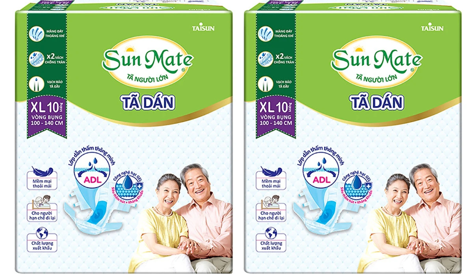 Combo 2 Gói Tã dán Sunmate XL10 - Date luôn mới