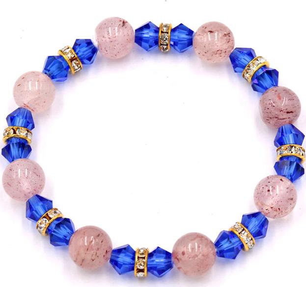 Vòng đeo tay chuỗi hạt đá thạch anh dâu tây 10 ly FTMHX29