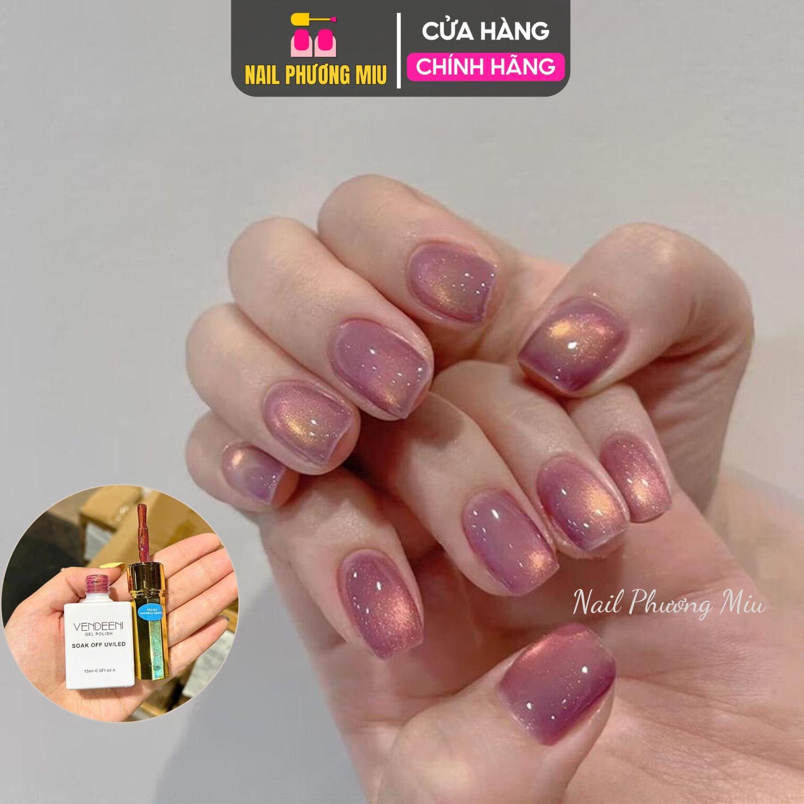 Sơn Mắt Mèo Cực Quang Bướm Lửa Hồng Vendeeni Chai Lẻ 15ml Sáng Lấp Lánh, Sơn Gel Mắt Mèo Phản Quang Siêu Hot Làm Nail Nữ Women