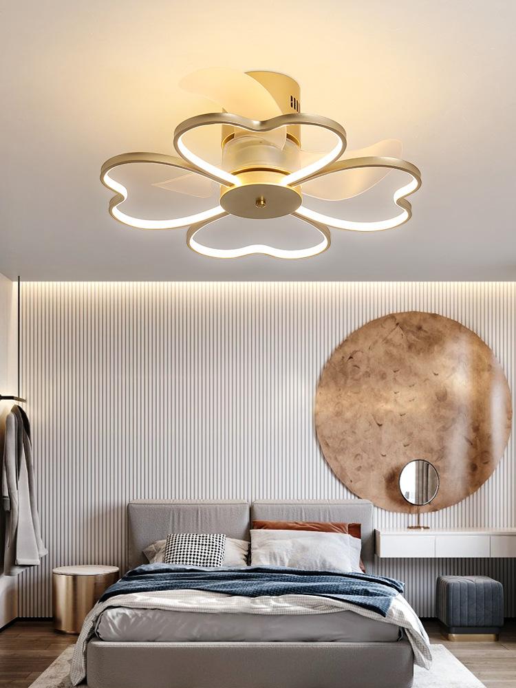 Đảm bảo chất lượng Bắc Âu đèn trần phòng ngủ hiện đại tối giản phòng khách phòng ăn quạt đèn im lặng tích hợp đèn quạt trần