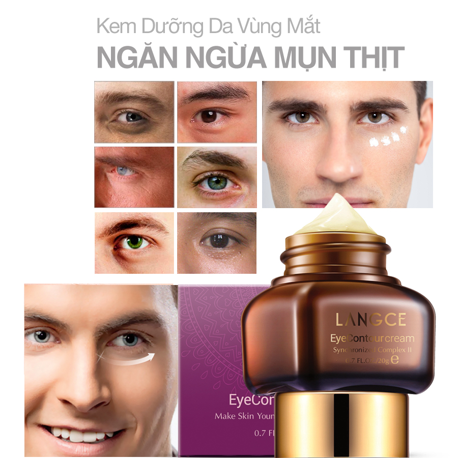 KEM DƯỠNG DA VÙNG MẮT NGỪA MỤN THỊT - CHỐNG THÂM -  NHĂN 20ml LANGCE dành cho Nam