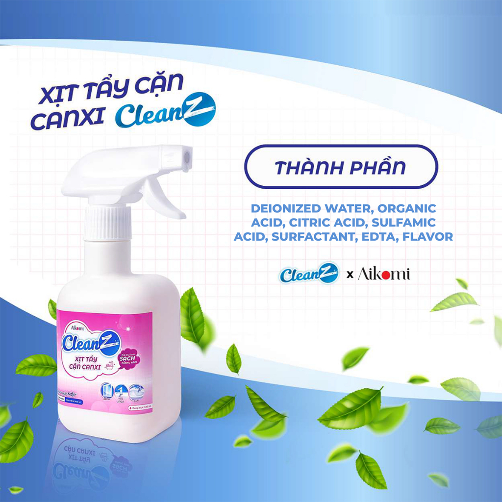 Chai Xịt Tẩy Cặn Canxi CleanZ Chống Ăn Mòn Inox Vệ Sinh Vòi Rửa, Vòi Sen, Vách Kính