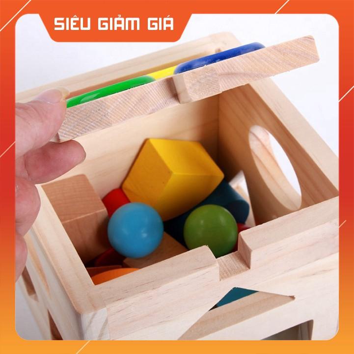- Hộp thả hình khối kết hợp đập bóng - đồ chơi gỗ thông minh