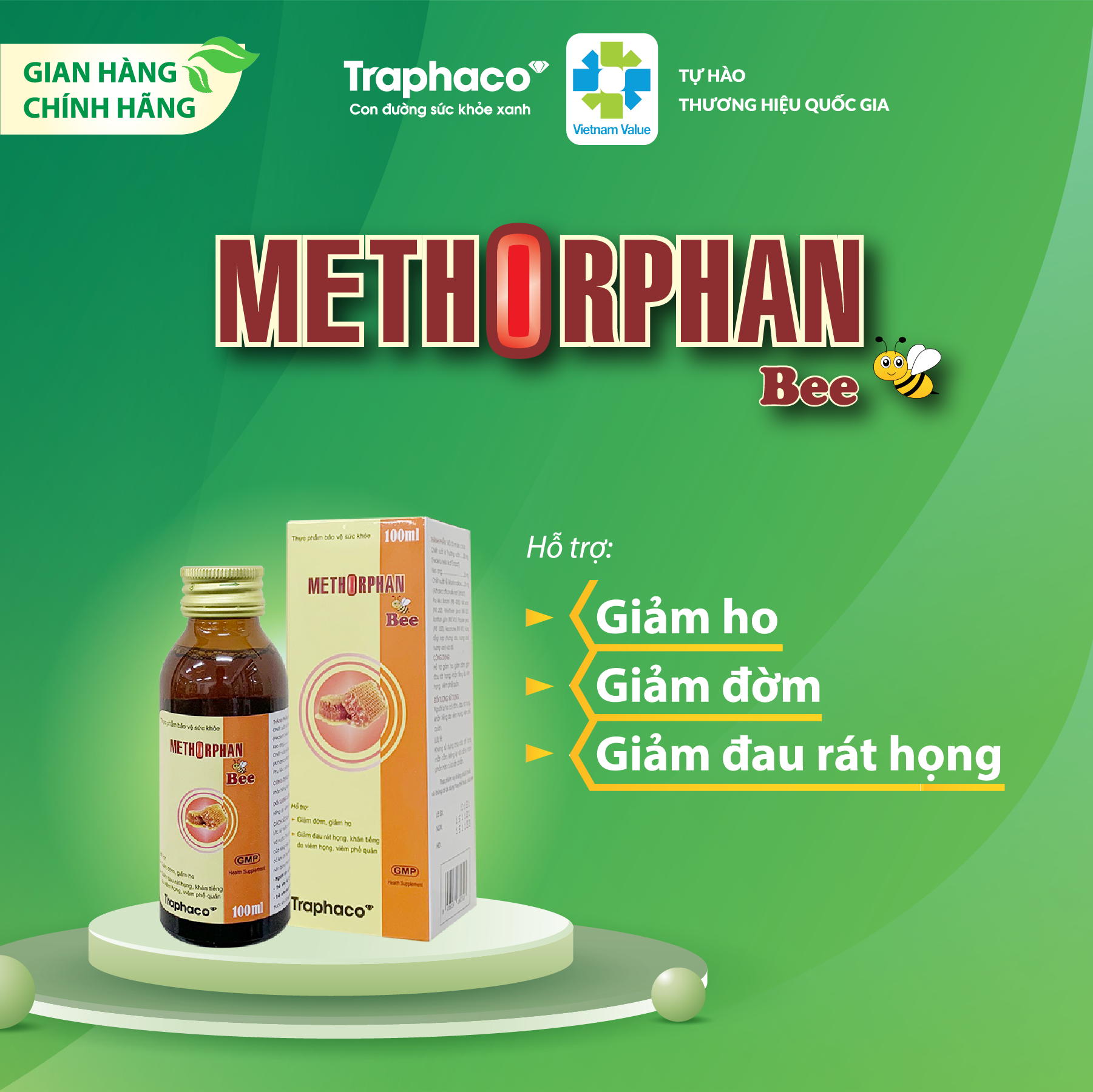 METHORPHAN BEE - GIẢM ĐỜM, HO, ĐAU RÁT HỌNG, KHẢN TIẾNG