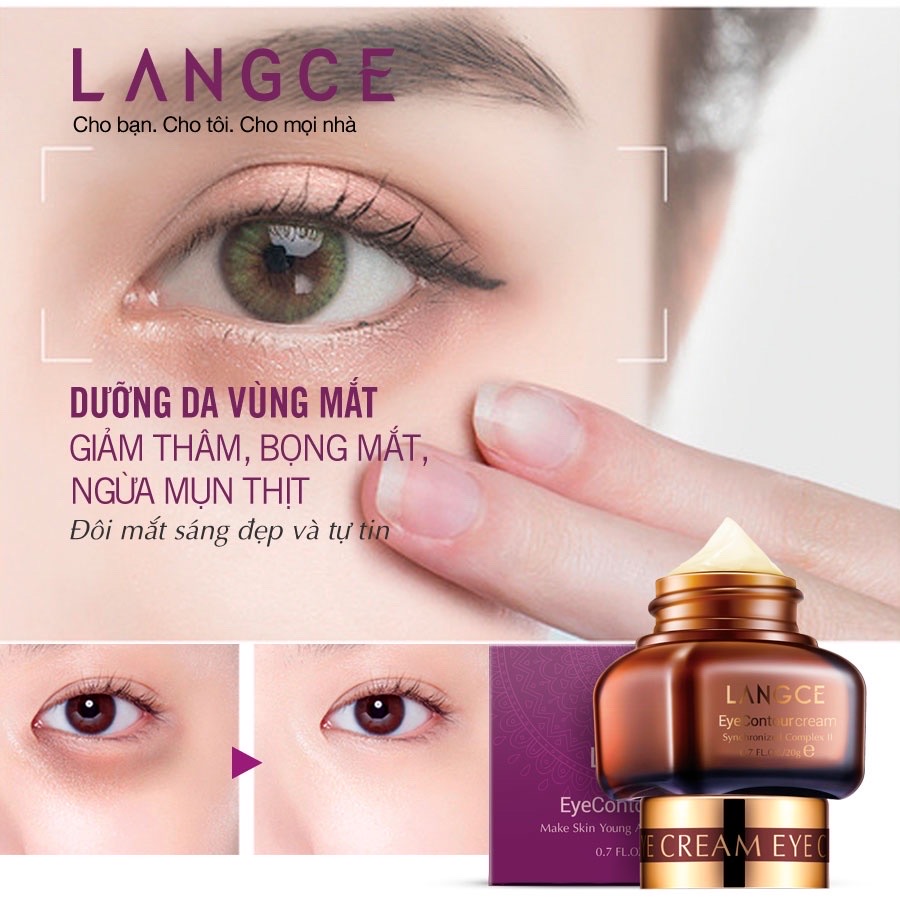 KEM DƯỠNG DA VÙNG MẮT NGỪA MỤN THỊT - CHỐNG THÂM -  NHĂN 20ml LANGCE