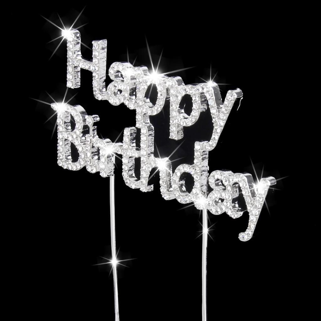 Rhinestone Happy Birthday+50th Cake Toppers for Party Birthday Cake Decor