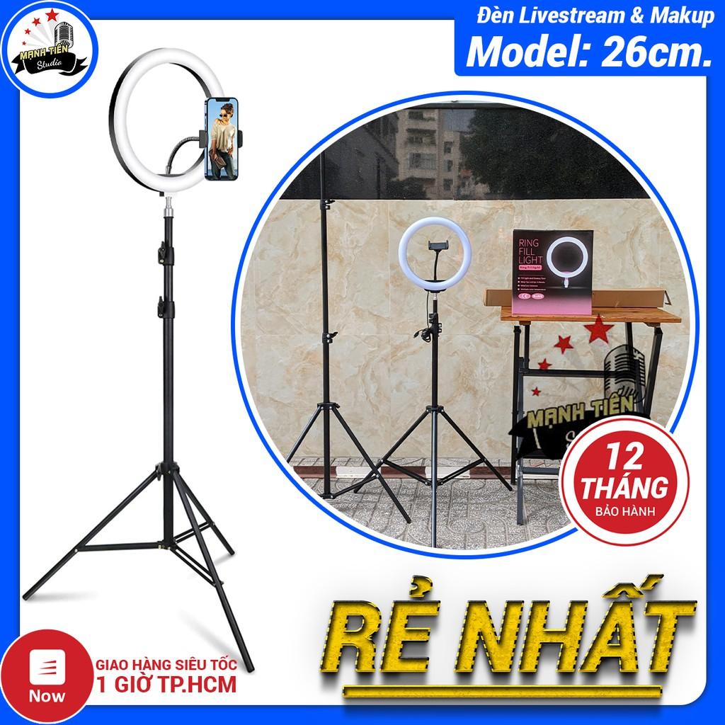 Bộ đèn livestream 26cm hỗ trợ makeup - spa làm đẹp, quay vlog - chụp ảnh - livetream fb- tặng kèm chân đỡ 2m1