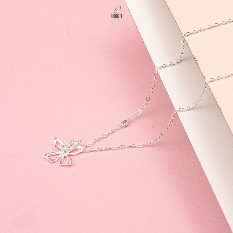 Vòng cổ Bling It hoa bốn lá bạc đính đá BIVC257