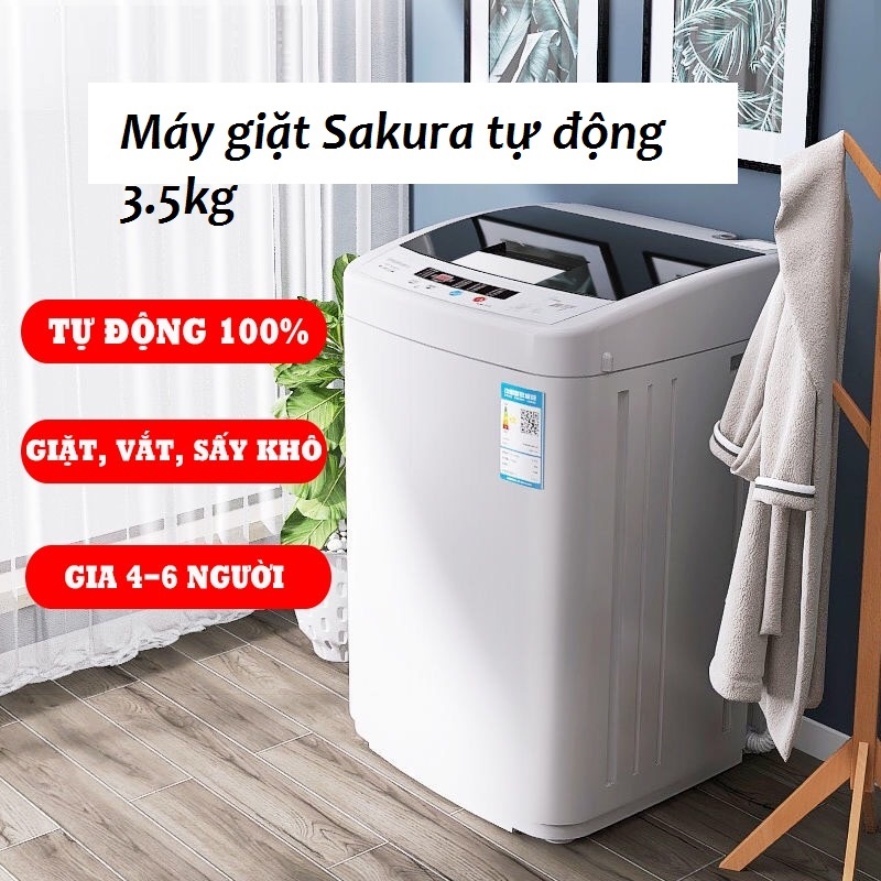 Máy giặt mini  3,5kg Tự động 100%, giặt, vắt, sấy - Có thể giặt áo khoác lông mùa đông cỡ lớn