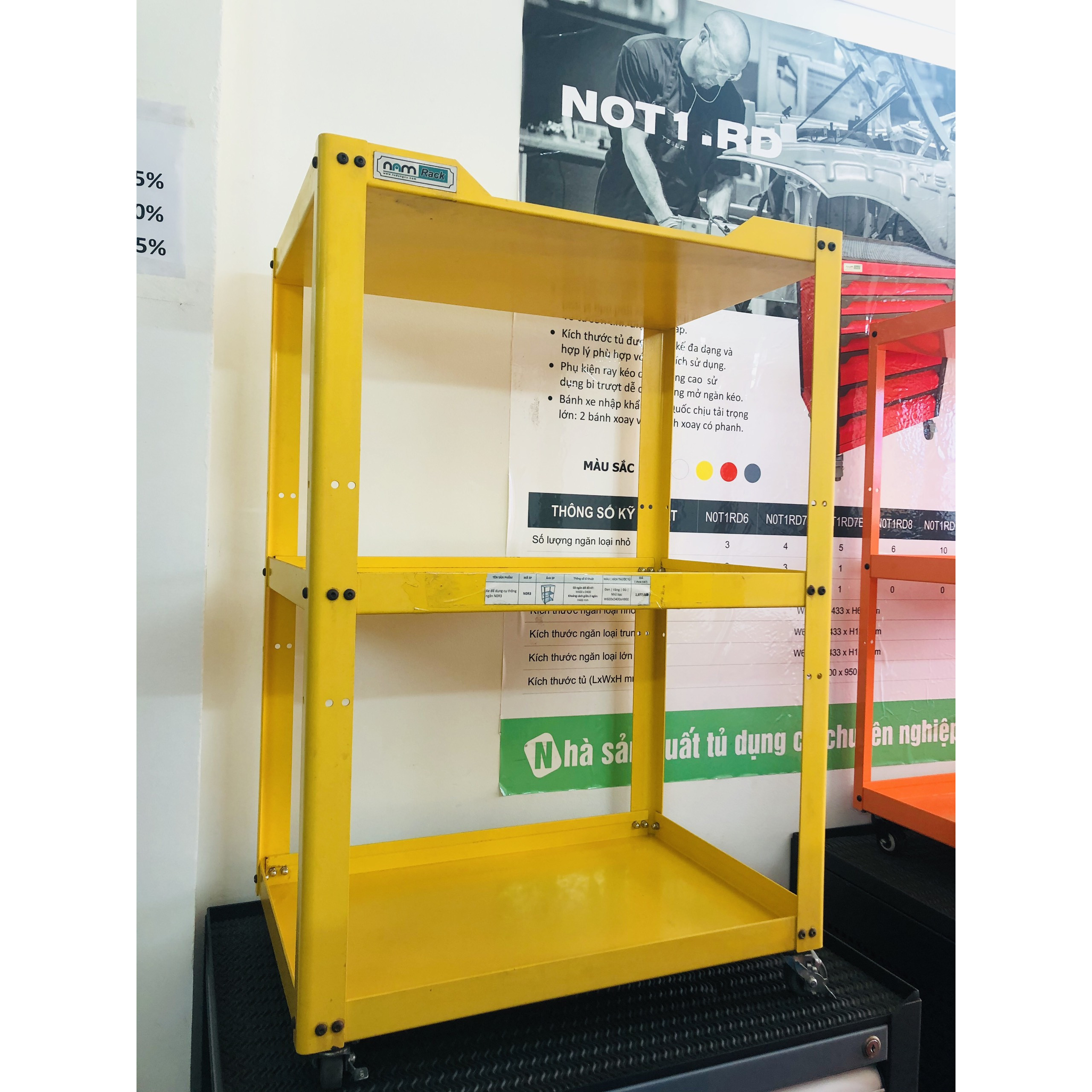 Xe để dụng cụ 3 ngăn - N0R3 - Màu Đen ∣ Vàng ∣ Nhũ Bạc - Kích thước W600xD400xH900 - Dùng đựng dụng cụ đồ nghề, 3 ngăn chứa đồ