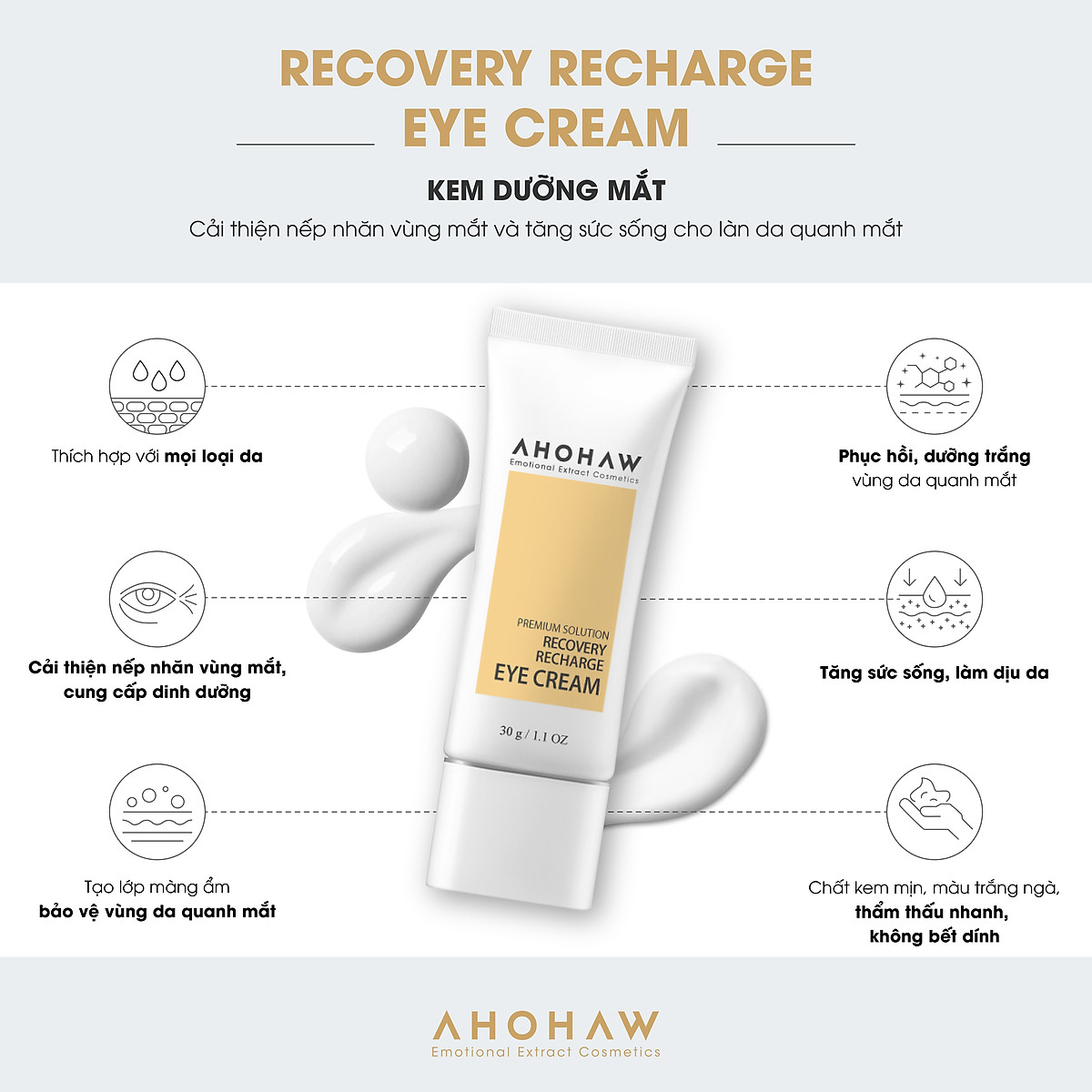 Kem Dưỡng Mắt Cao Cấp Ahohaw Premium Solution - Hàng Chính Hãng