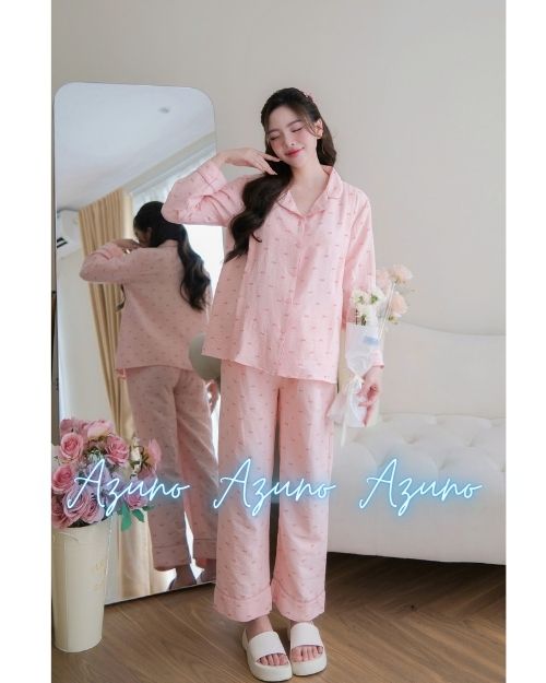 Azuno - Bộ Đồ Bầu Sau Sinh Mặc Nhà Cao Cấp B252 Chất Liệu Đũi Siêu Mát