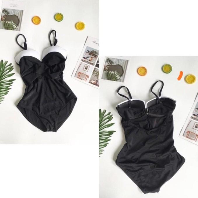 freeship Bikini đồ bơi liền một mảnh gọng đen phối trắng nâng ngực VATIXA BKN33