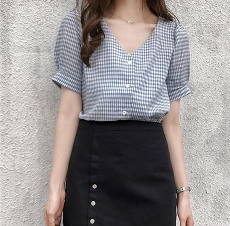 Áo sơ mi nữ Haint Boutique thiết kế kẻ caro đơn giản HB190